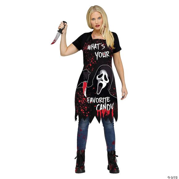 ADULT SCREAM GHOST FACE APRON HORROR HAUNTED HOUSE COSTUME NEW - Picture 1 of 3